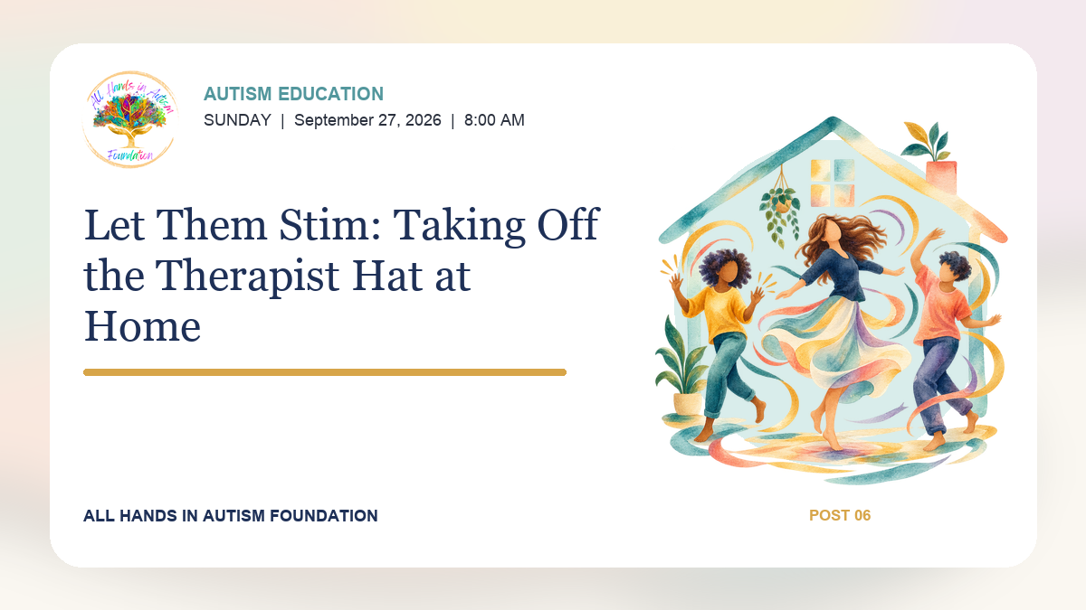 Watercolor movement ribbons and joyful silhouettes representing safe stimming, regulation, and unstructured play at home.