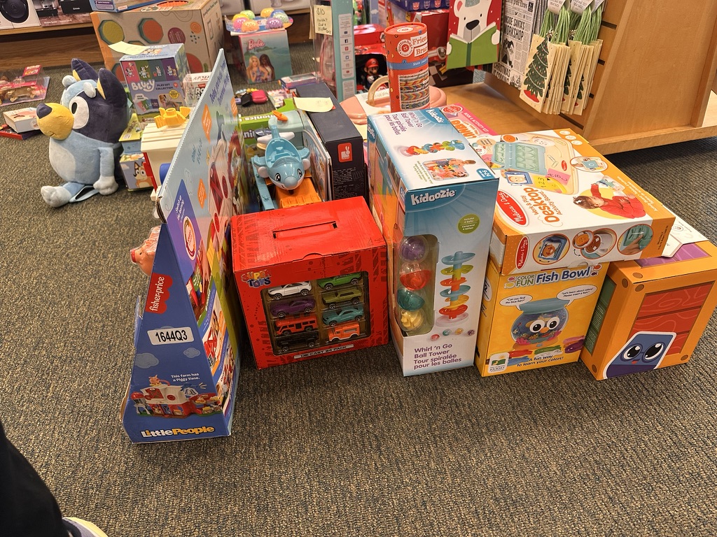 A personalized assortment of toys and sensory gifts
